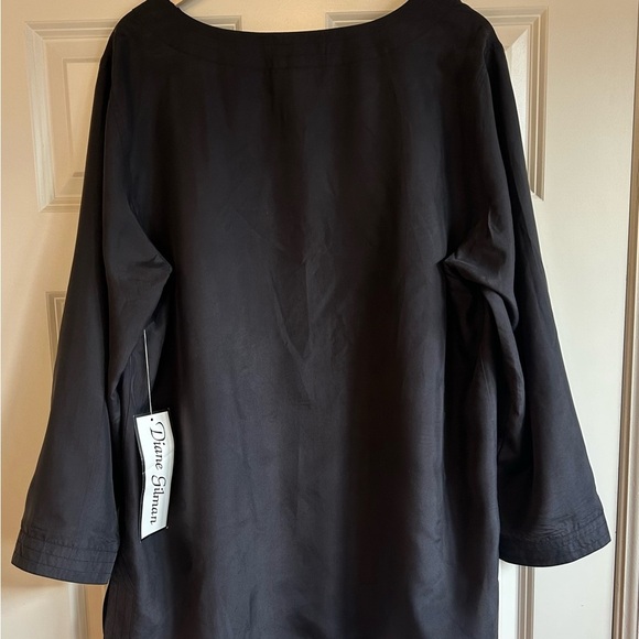 NWT Diane Gilman Black 100% Silk Tunic Top Size 1X Timeless Classic - Picture 4 of 10